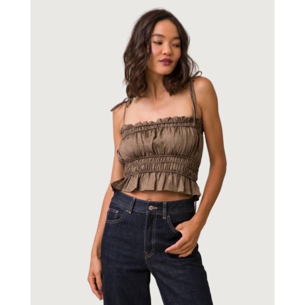 NEW LINE AND DOT una tie strap top in brown